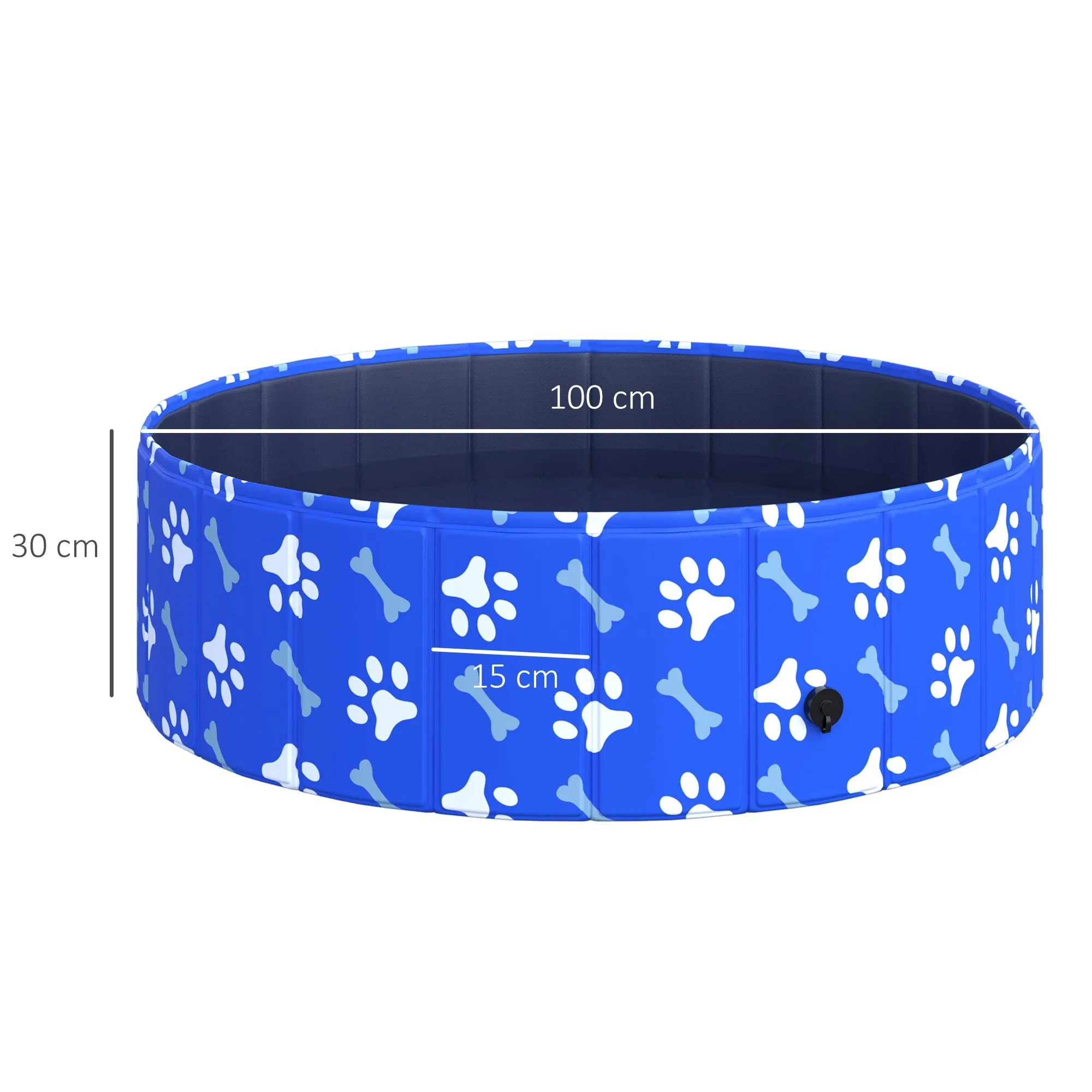 Foldable Dog Paddling Pool Pet Cat Swimming Pool Indoor/Outdoor Collapsible Bathing Tub Shower Tub Puppy 100 × 30H cm M Sized