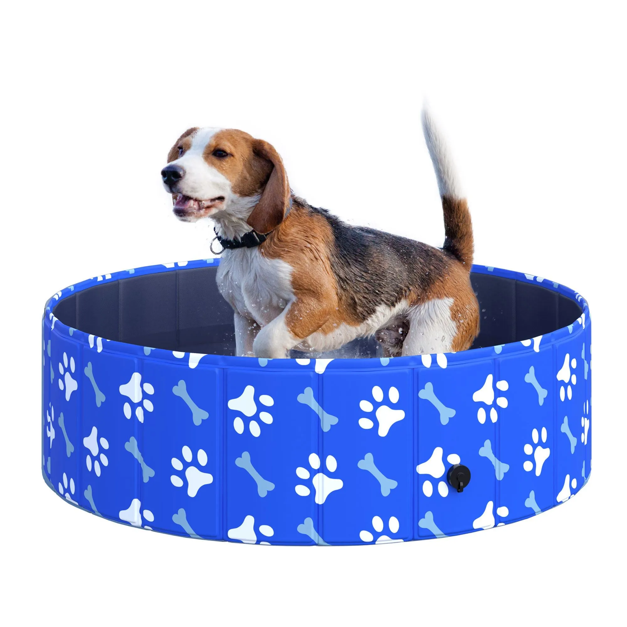 Foldable Dog Paddling Pool Pet Cat Swimming Pool Indoor/Outdoor Collapsible Bathing Tub Shower Tub Puppy 100 × 30H cm M Sized