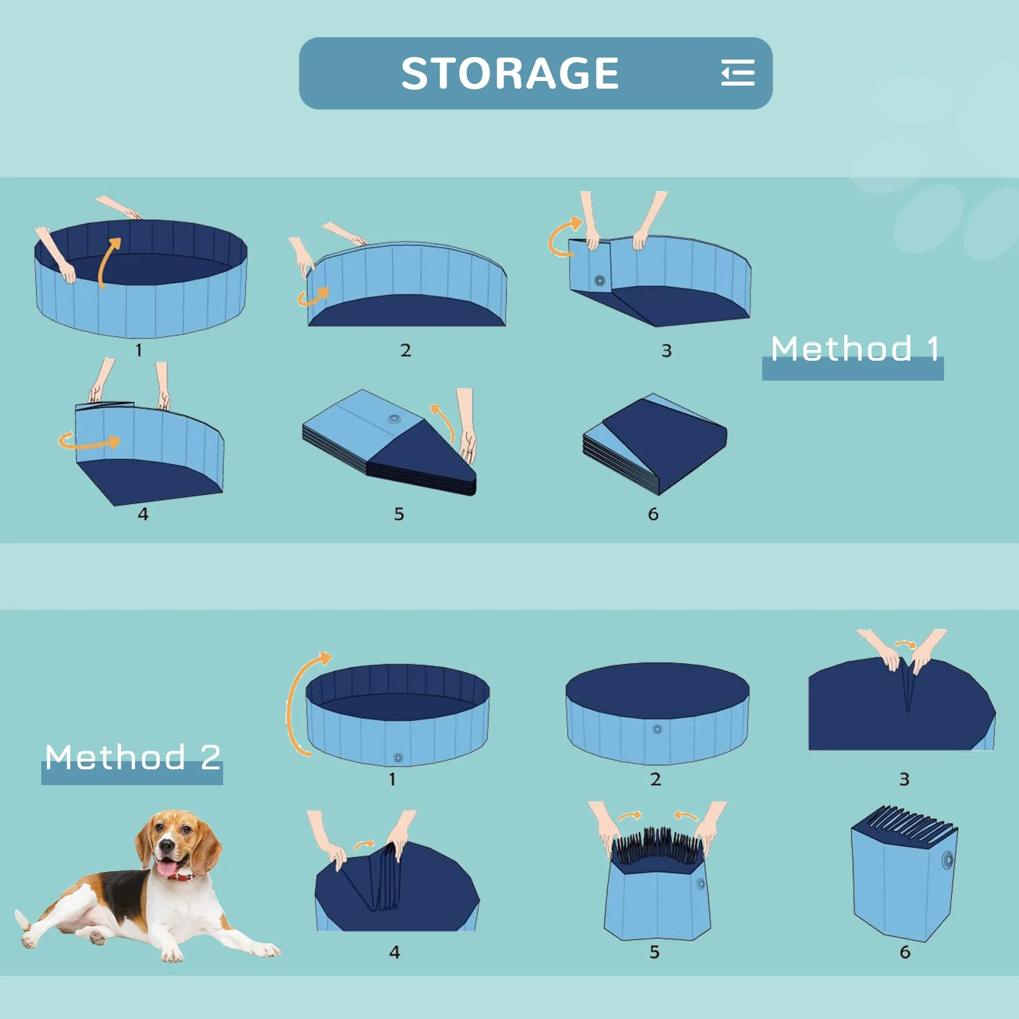 Foldable Dog Paddling Pool Pet Cat Swimming Pool Indoor/Outdoor Collapsible Bathing Tub Shower Tub Puppy 100 × 30H cm M Sized