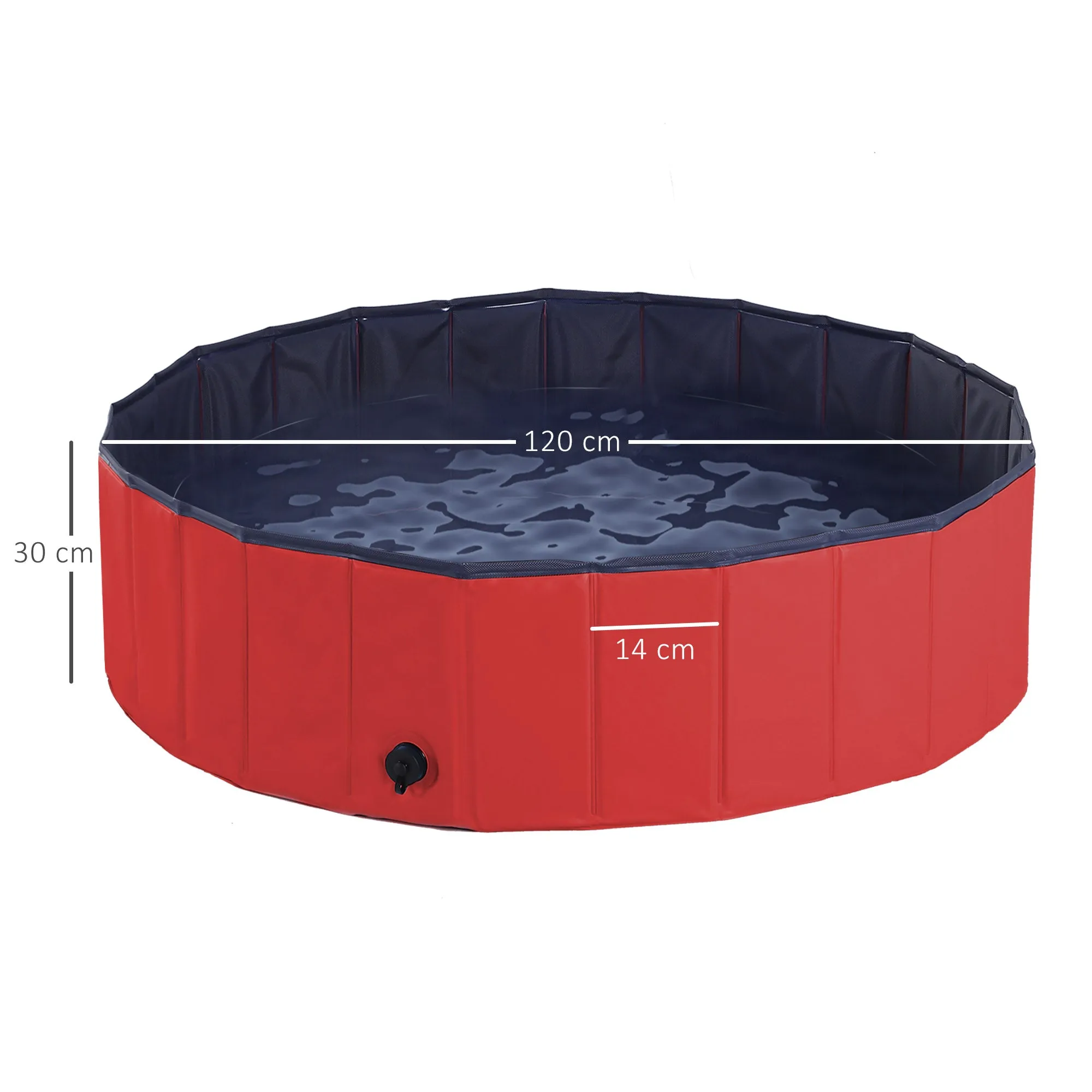 Foldable Dog Paddling Pool Pet Cat Swimming Pool Indoor/Outdoor Collapsible Summer Bathing Tub Shower Tub Puppy Washer (120 × 30H cm, Red)