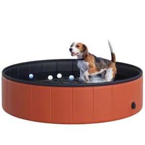 Foldable Dog Paddling Pool Pet Cat Swimming Pool Indoor/Outdoor Collapsible Summer Bathing Tub Shower Tub Puppy Washer (120 × 30H cm, Red)