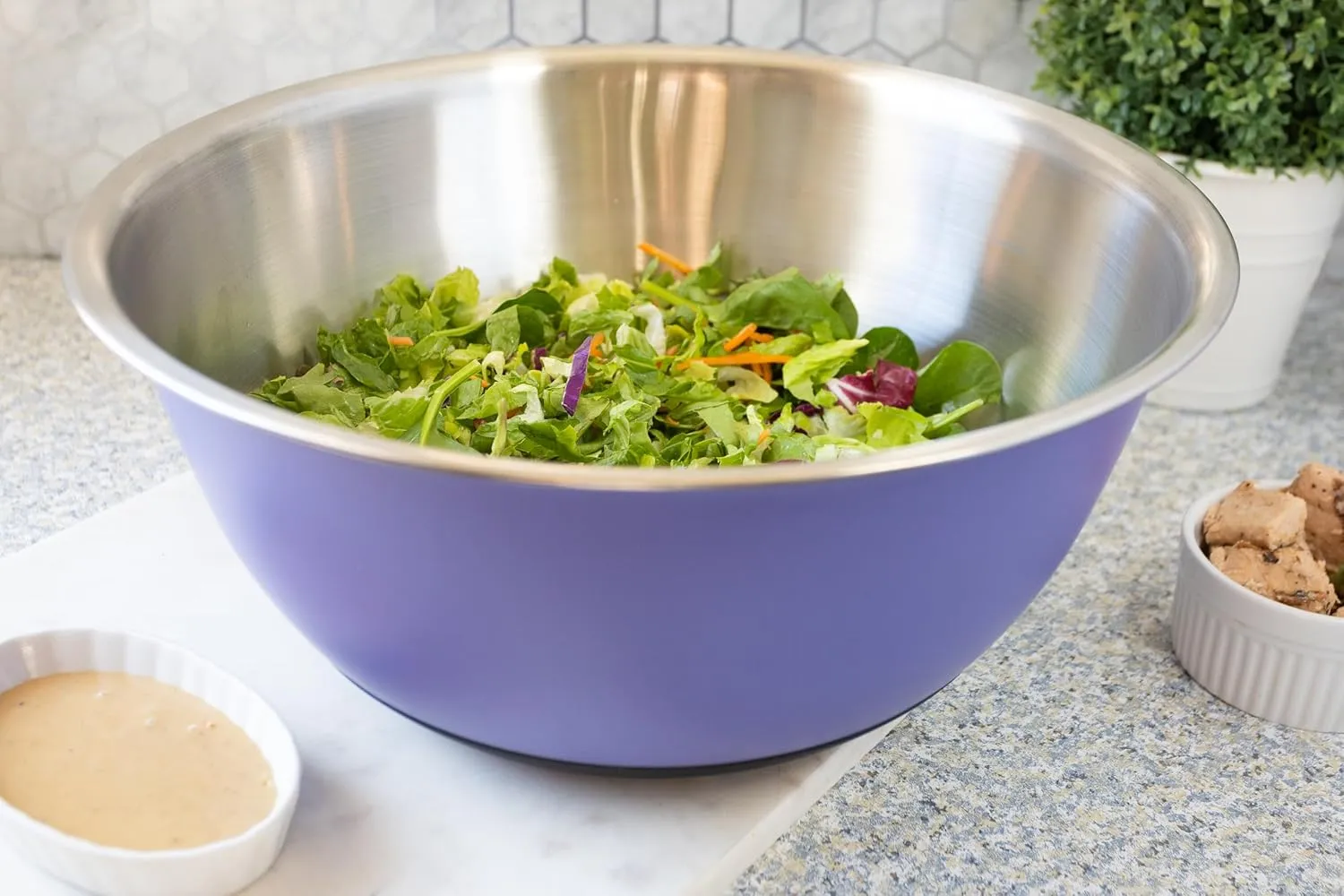 Fox Run Stainless Steel Mixing Bowl, Purple, 10.75 Quart