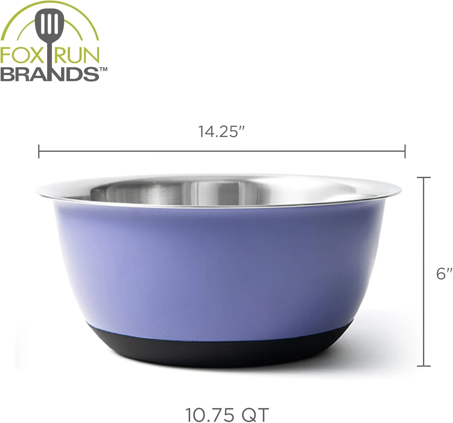 Fox Run Stainless Steel Mixing Bowl, Purple, 10.75 Quart