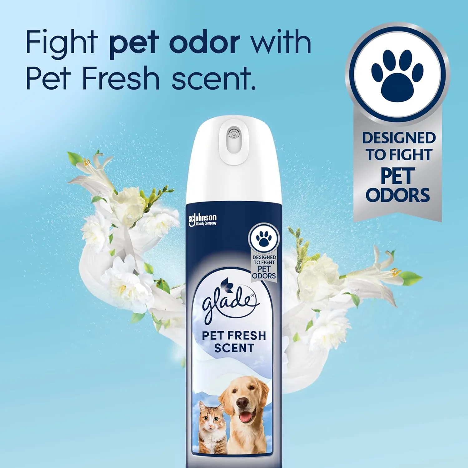 Glade Air Freshener Room Spray, Pet Fresh Scent, Odor Fighting to Deliver Long Lasting Freshness, 8 Oz, 6 Count