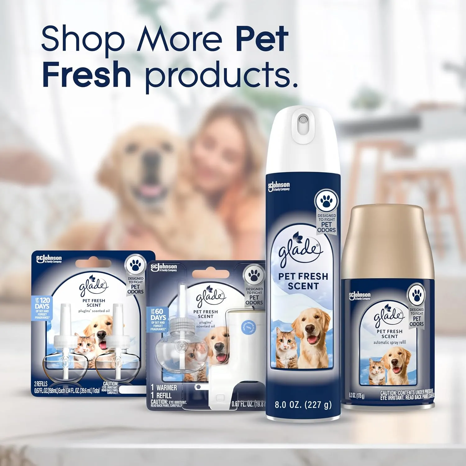 Glade Air Freshener Room Spray, Pet Fresh Scent, Odor Fighting to Deliver Long Lasting Freshness, 8 Oz, 6 Count