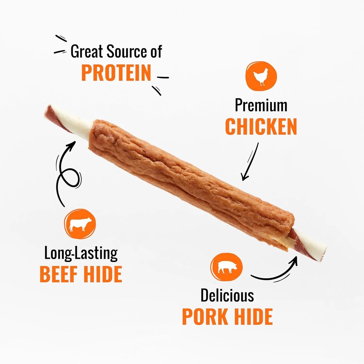 Good n Fun Triple Flavor Ribs Chews for All Dogs, 12 Ounces, Treat Your Dog to Long-Lasting Chews Made with Beef Hide, Chicken and Pork Hide