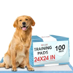 Healqu Puppy Pads - 100-Count, 24x24 - Advanced Leakproof Technology for Housebreaking & Training - Ultra Absorbent Puppy Pee Pads - Ideal for Dogs, Puppies, Cats - Attractant Pet Training Pads