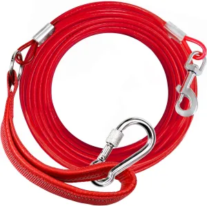 Heavy Duty Dog Leash - Chew Proof Tie Out Cable with Carabiner, 10/20/30/50 ft, Padded Handle for Medium Large Dogs