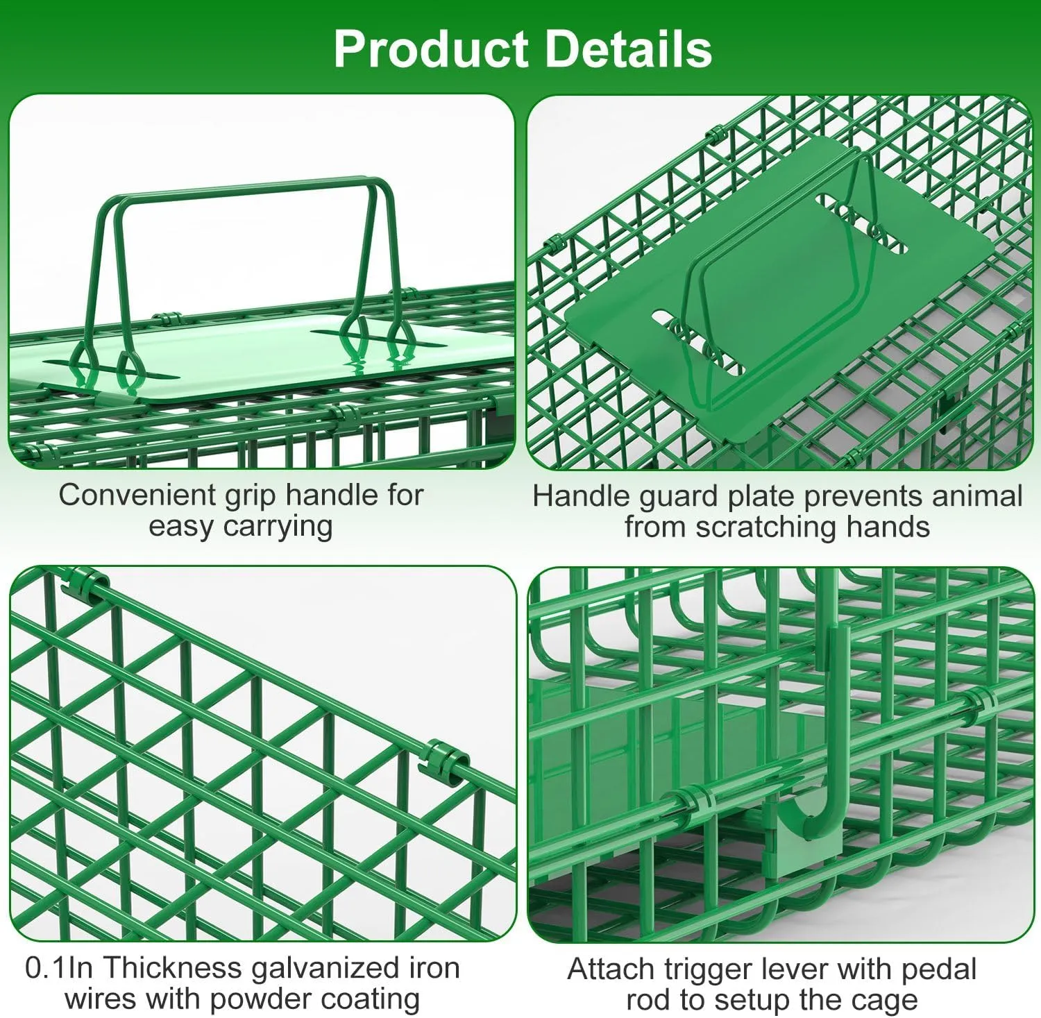 iMounTEK Humane Trap Cage 30in 1 Door Live Animal Cage Trap for Animals Under 5LBS Easy to Setup Humane Galvanized Iron Trap Cage for Small Cats Rabbits Squirrels Moles Chipmunks Possums