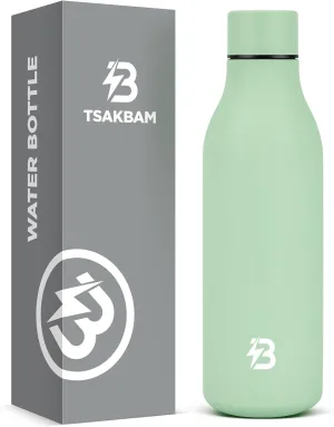 Insulated Metal Water Bottle, 18 oz Stainless Steel Leak-Proof Gym Water Bottle with Lid for Men Women (Green)