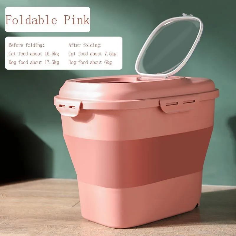 Large Pet Dog Cat Foldable Food Storage Bucket