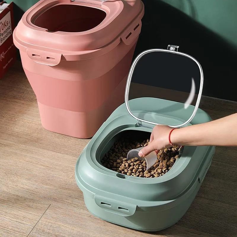 Large Pet Dog Cat Foldable Food Storage Bucket