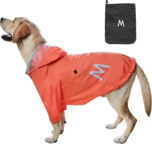 MAMORE Raincoat With Clear Hood and 2 Legs, Waterproof and Adjustable Dog Jacket With Reflective Stripe for Small Medium Large Dogs (Orange, Small)