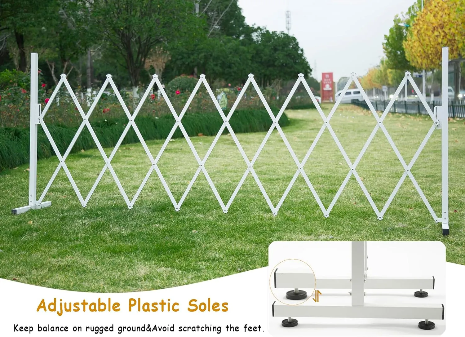 Metal Expandable Dog Gate, 9Feet, Versatile Accordion Safety Barrier, Portable Retractable Barricade, Free Standing Adjustable Pet Fence, Indoor and Outdoor