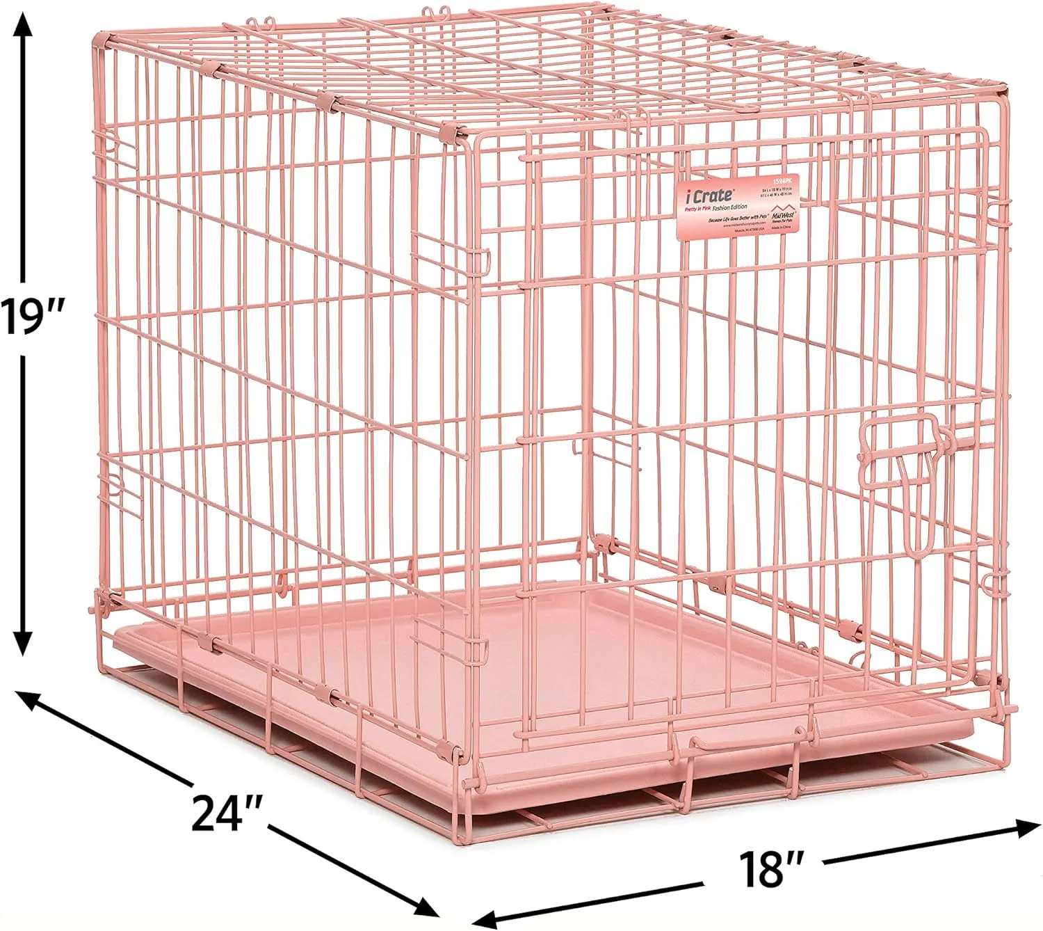 MidWest Homes for Pets iCrate Dog Crate Starter Kit, 24-Inch Dog Crate Kit Ideal for Small Dog Breeds (uo to 25 pounds) Includes Dog Crate, Pet Bed, 2 Dog Bowls & Dog Crate Cover (Pink), 1524PK-KIT