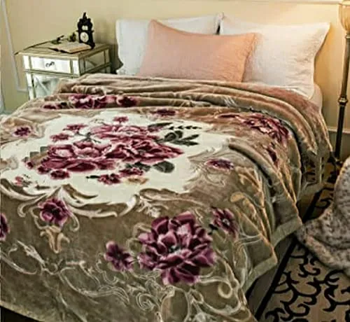 OMAJA HOME Silky Soft Floral Double Bed Embossed Double PlSilky Mink Blanket for Winters - Embossed Design That Will Enhance Your Room with Vibrant Attractive -(Multicolor), lightweight