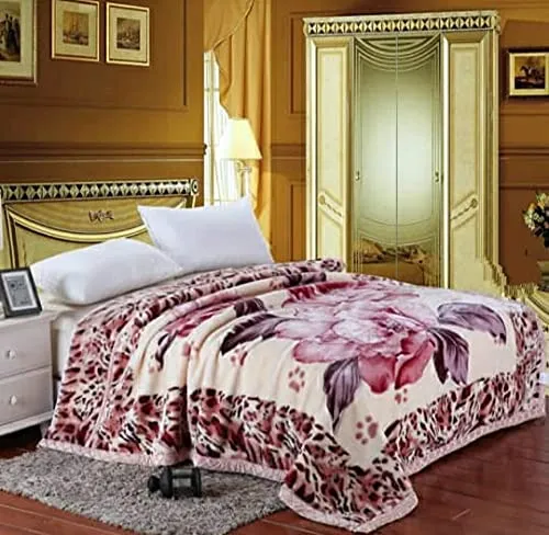 OMAJA HOME Silky Soft Floral Double Bed Embossed Double PlSilky Mink Blanket for Winters - Embossed Design That Will Enhance Your Room with Vibrant Attractive -(Multicolor), lightweight