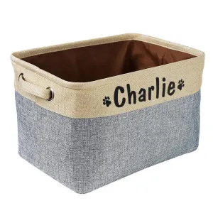 Personalized Pet Dog Toy Storage Basket Dog Canvas Bag Foldable Pet Toys Linen