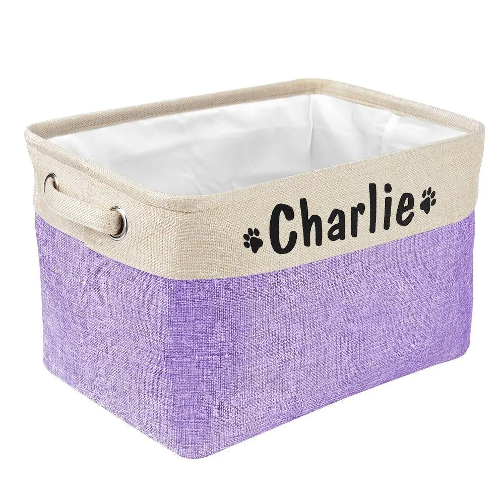 Personalized Pet Dog Toy Storage Basket Dog Canvas Bag Foldable Pet Toys Linen