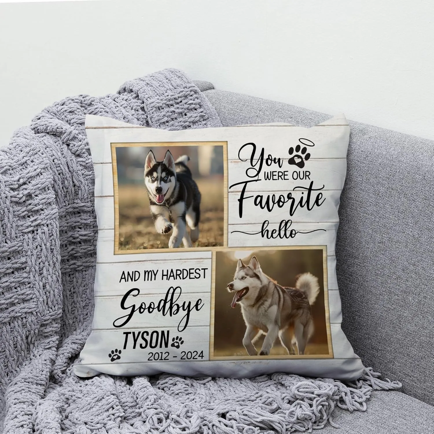 Personalized Pet Photo Memorial Pillow with Insert 12"x12" Double-Sided Printed Sympathy Gifts for Loss of Dog - Dog Remembrance Gifts - Custom Pet Picture Memorial Gifts Home Decor Pillow