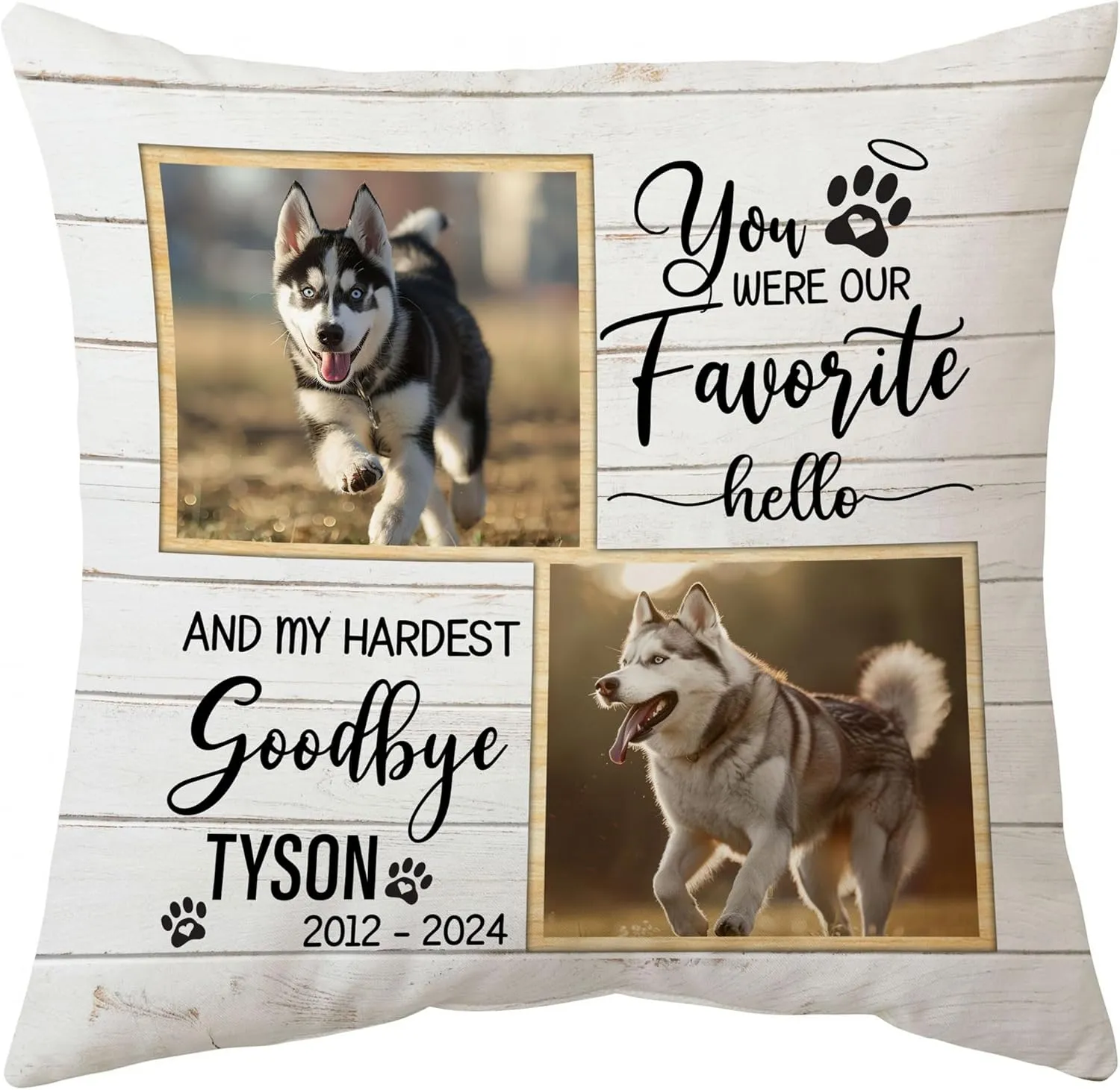 Personalized Pet Photo Memorial Pillow with Insert 12"x12" Double-Sided Printed Sympathy Gifts for Loss of Dog - Dog Remembrance Gifts - Custom Pet Picture Memorial Gifts Home Decor Pillow
