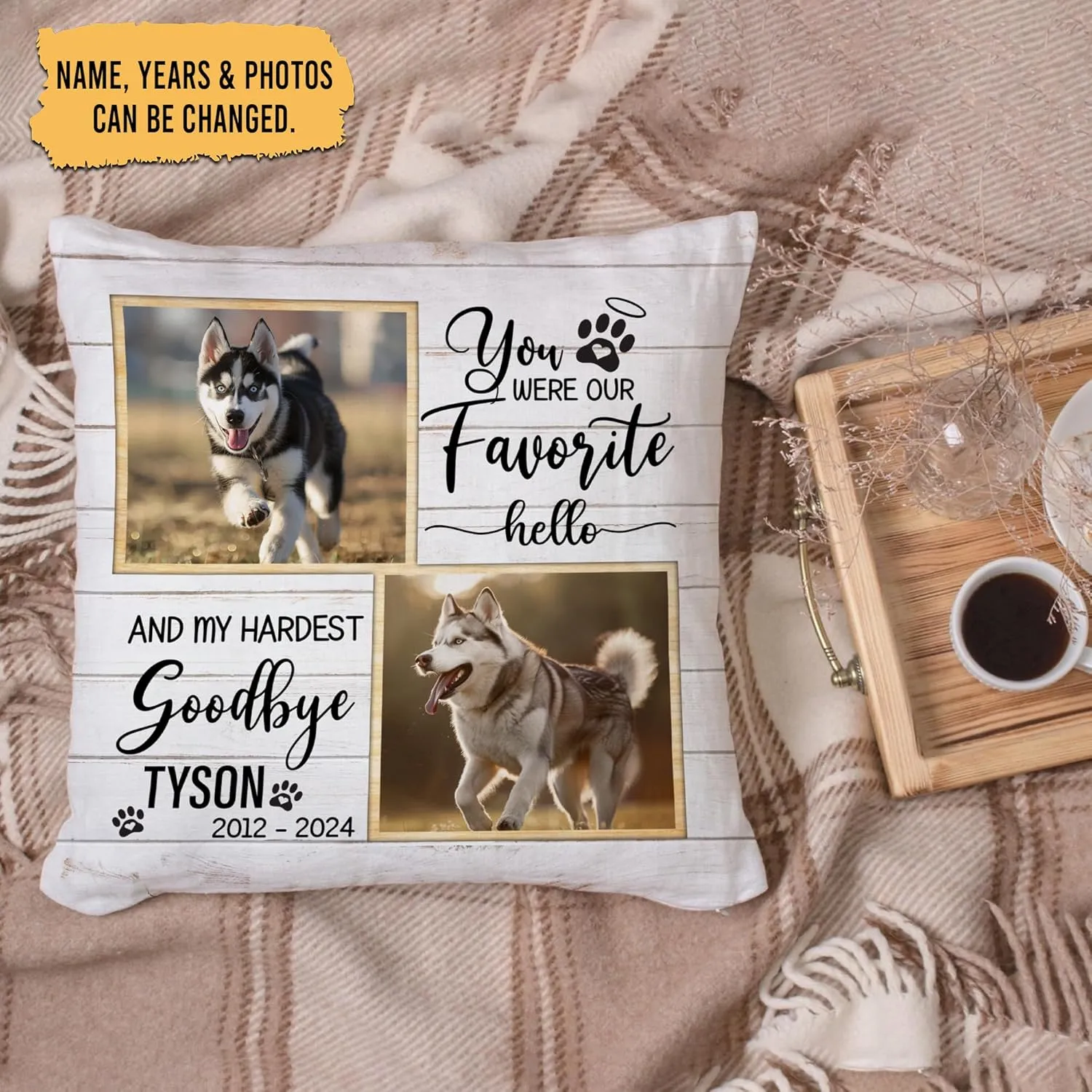 Personalized Pet Photo Memorial Pillow with Insert 12"x12" Double-Sided Printed Sympathy Gifts for Loss of Dog - Dog Remembrance Gifts - Custom Pet Picture Memorial Gifts Home Decor Pillow