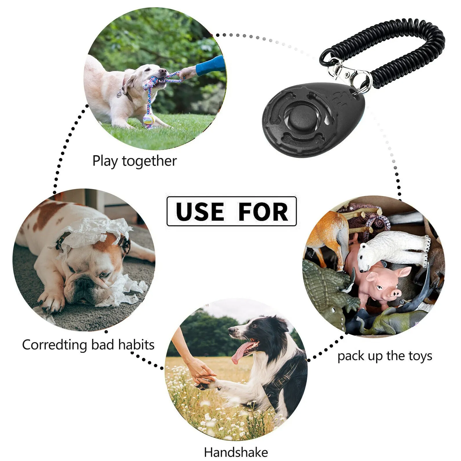 Pet Dog Training Clickers Whistle with Wrist Strap Puppy Cats Birds Keychain