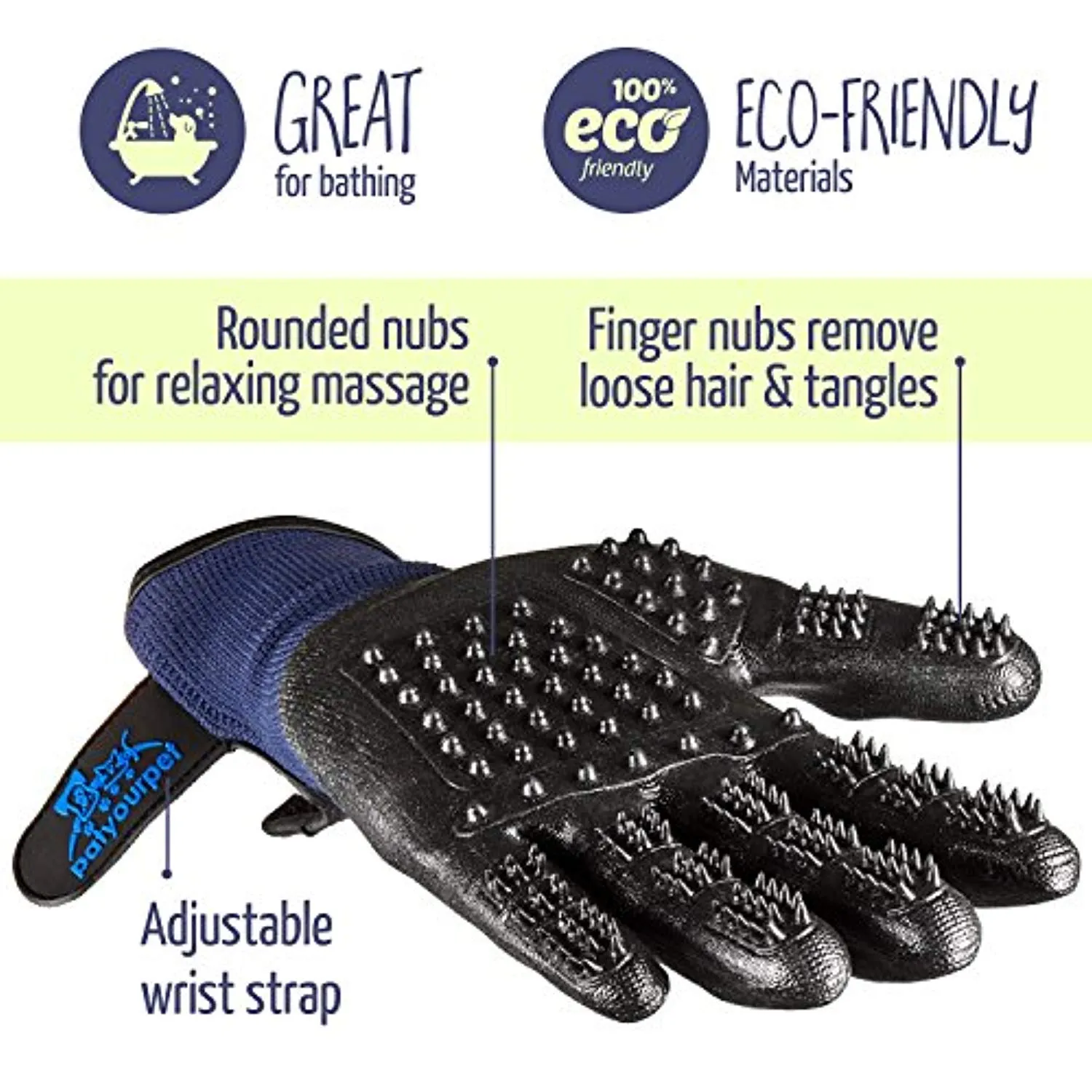 Pet Grooming Gloves - Left & Right - Enhanced Five Finger Design - for Cats, Dogs & Horses - Long & Short Fur - Gentle De-Shedding Brush - Your Pet Will Love It