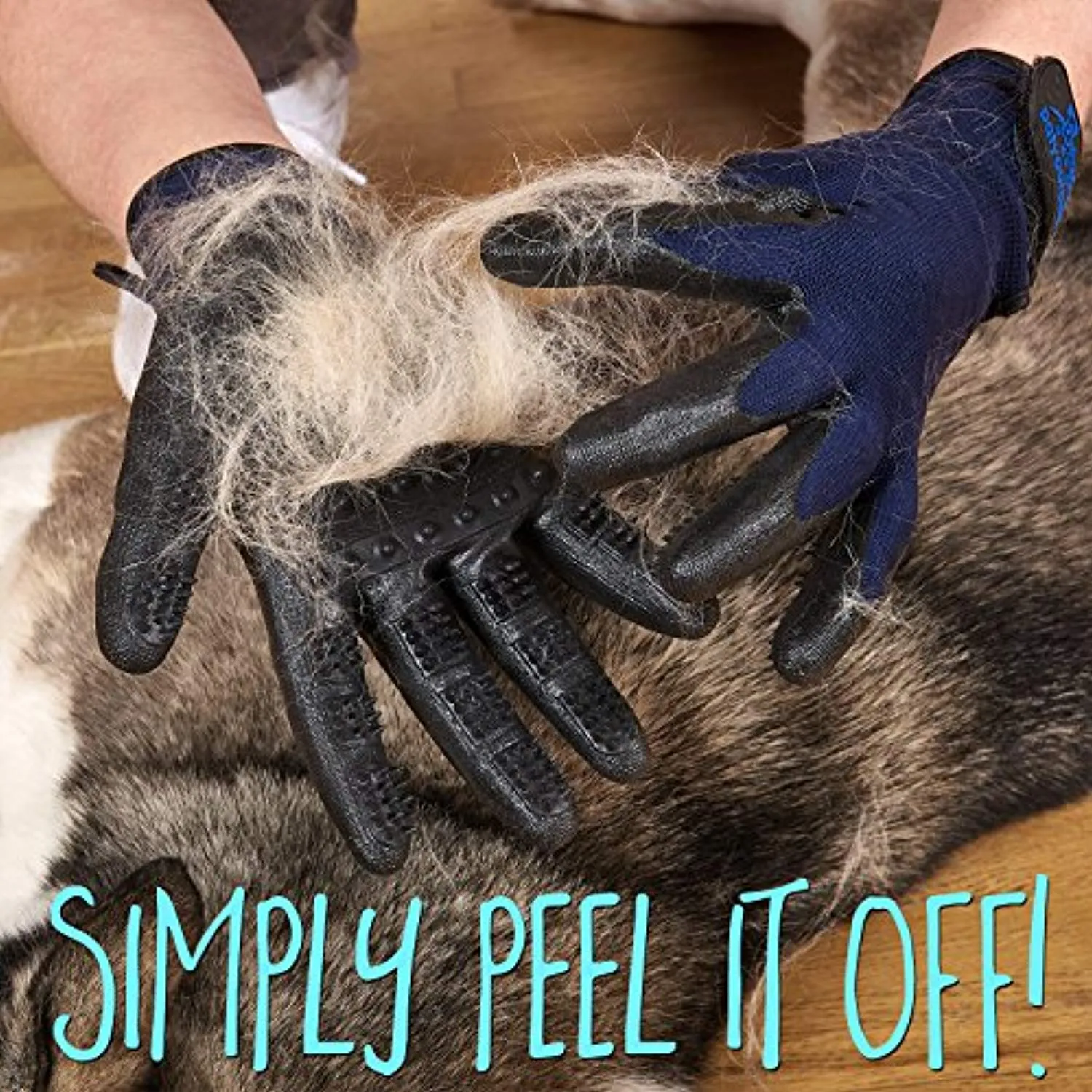 Pet Grooming Gloves - Left & Right - Enhanced Five Finger Design - for Cats, Dogs & Horses - Long & Short Fur - Gentle De-Shedding Brush - Your Pet Will Love It