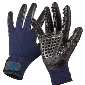 Pet Grooming Gloves - Left & Right - Enhanced Five Finger Design - for Cats, Dogs & Horses - Long & Short Fur - Gentle De-Shedding Brush - Your Pet Will Love It