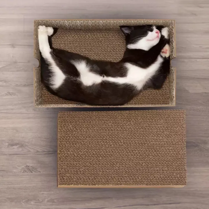Petlinks Scratcher's Choice  Bed Box & Refills Reversible Corrugate Cat Scratch Blocks & Cat Bed with Catnip Infusion Technology, 2 count Scratch Blocks (Extra Large)