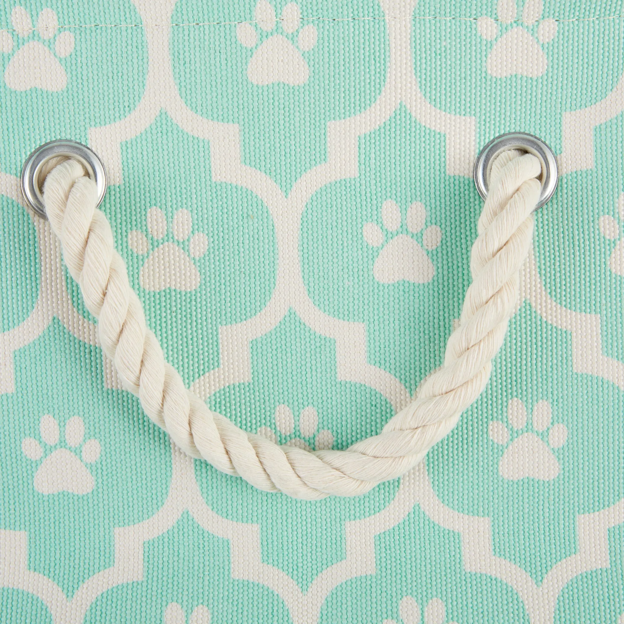 Polyester Pet Bin Lattice Paw Aqua Rectangle Medium 16X10X12