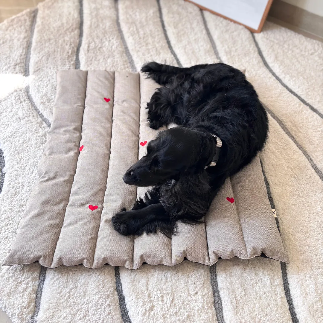 PoochMate Beige Cotton Panel Quilted Dog Mat