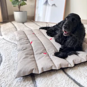 PoochMate Beige Cotton Panel Quilted Dog Mat