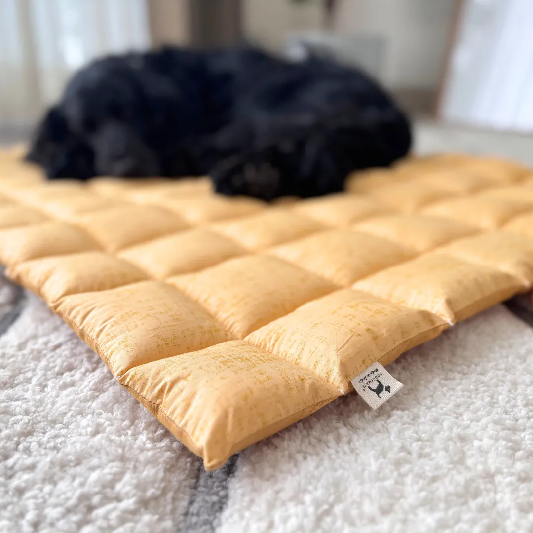 PoochMate Yellow Cotton-Linen Quilted Dog Mat