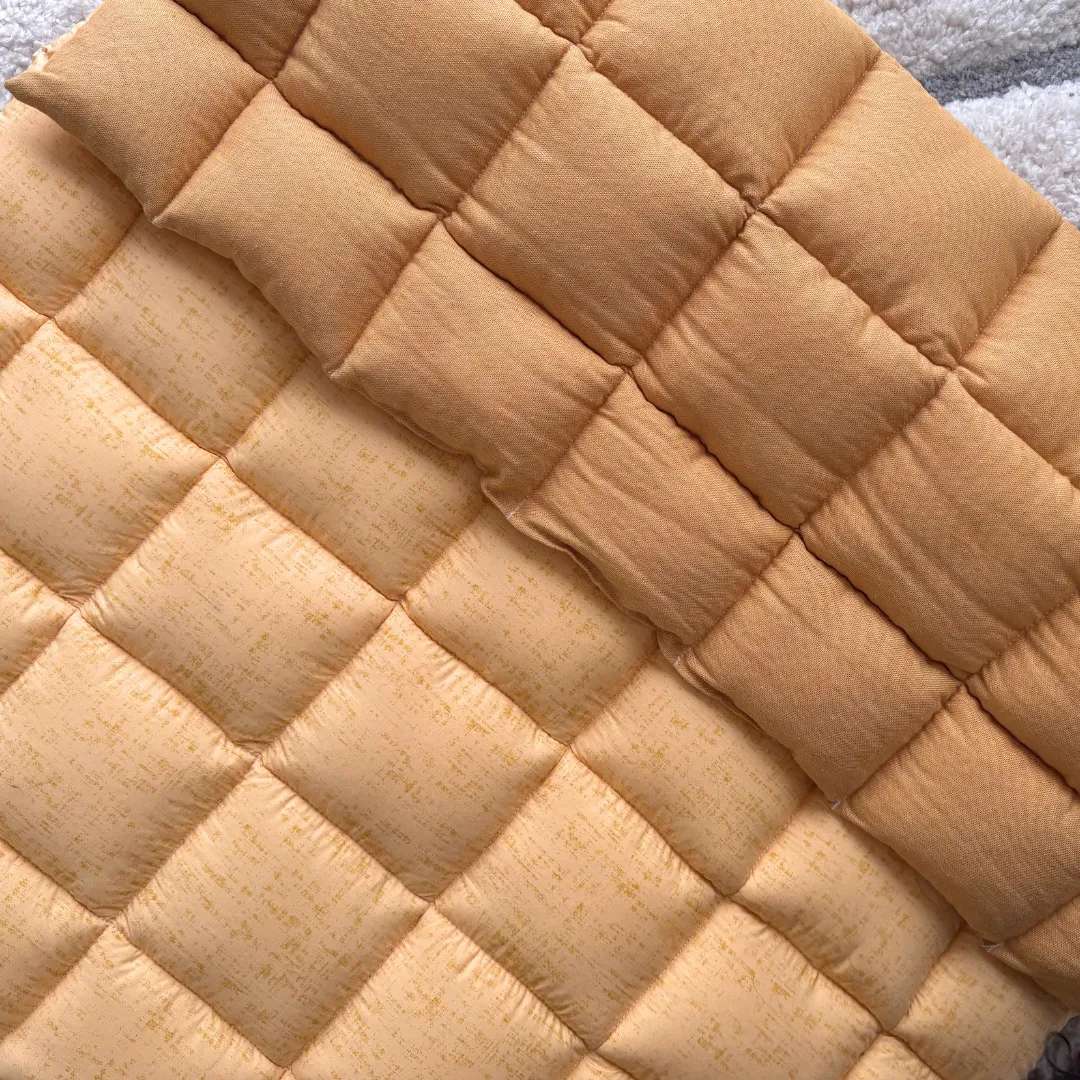 PoochMate Yellow Cotton-Linen Quilted Dog Mat