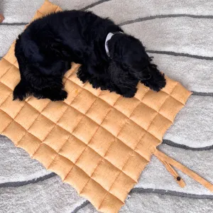 PoochMate Yellow Cotton-Linen Quilted Dog Mat