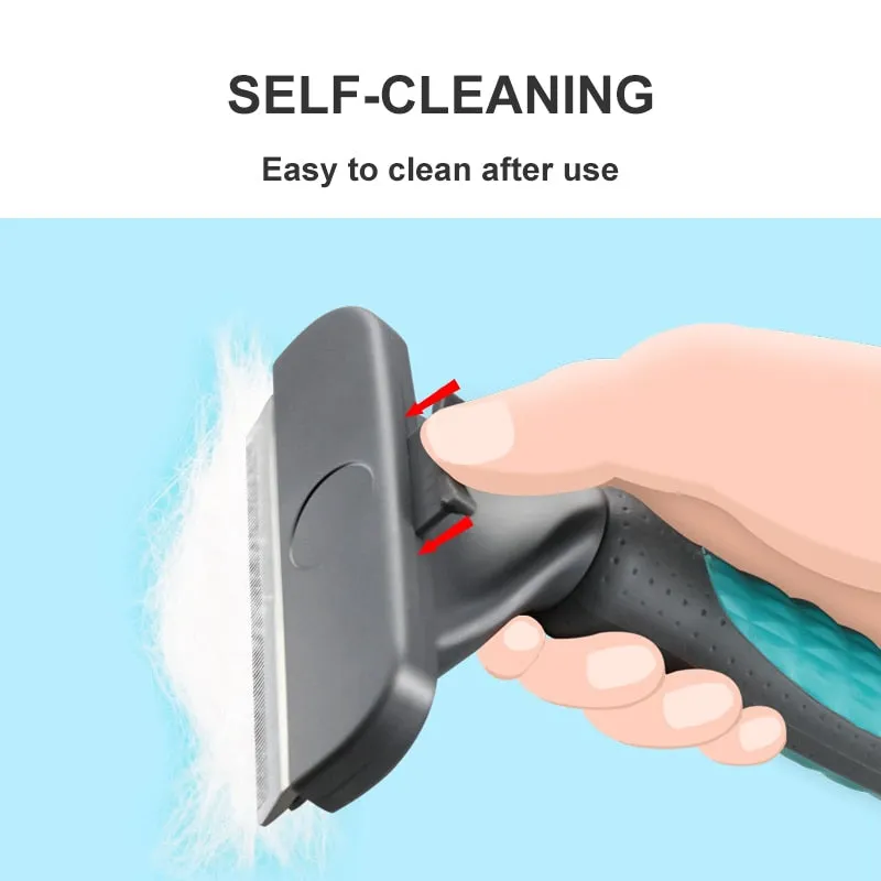 Professional Self Cleaning Dog Comb Pet Brush Effective DE shedding Tool