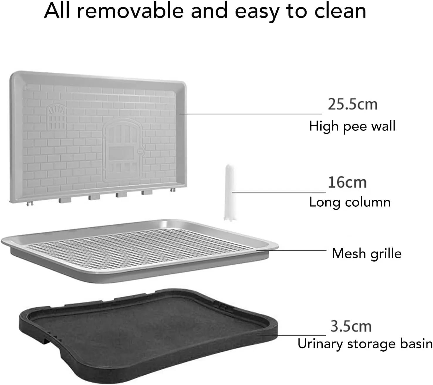 Puppy Potty Training Tray,Portable Puppy Mesh Training Potty Dog Training Toilet with Wall Column Removable Pee Pad Tray for Large Small Medium Pets (Black)