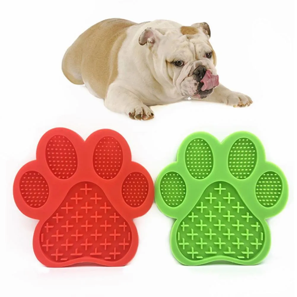 Silicone Dog Paw Shaped Pet Lick Pad Dog Food Bowl