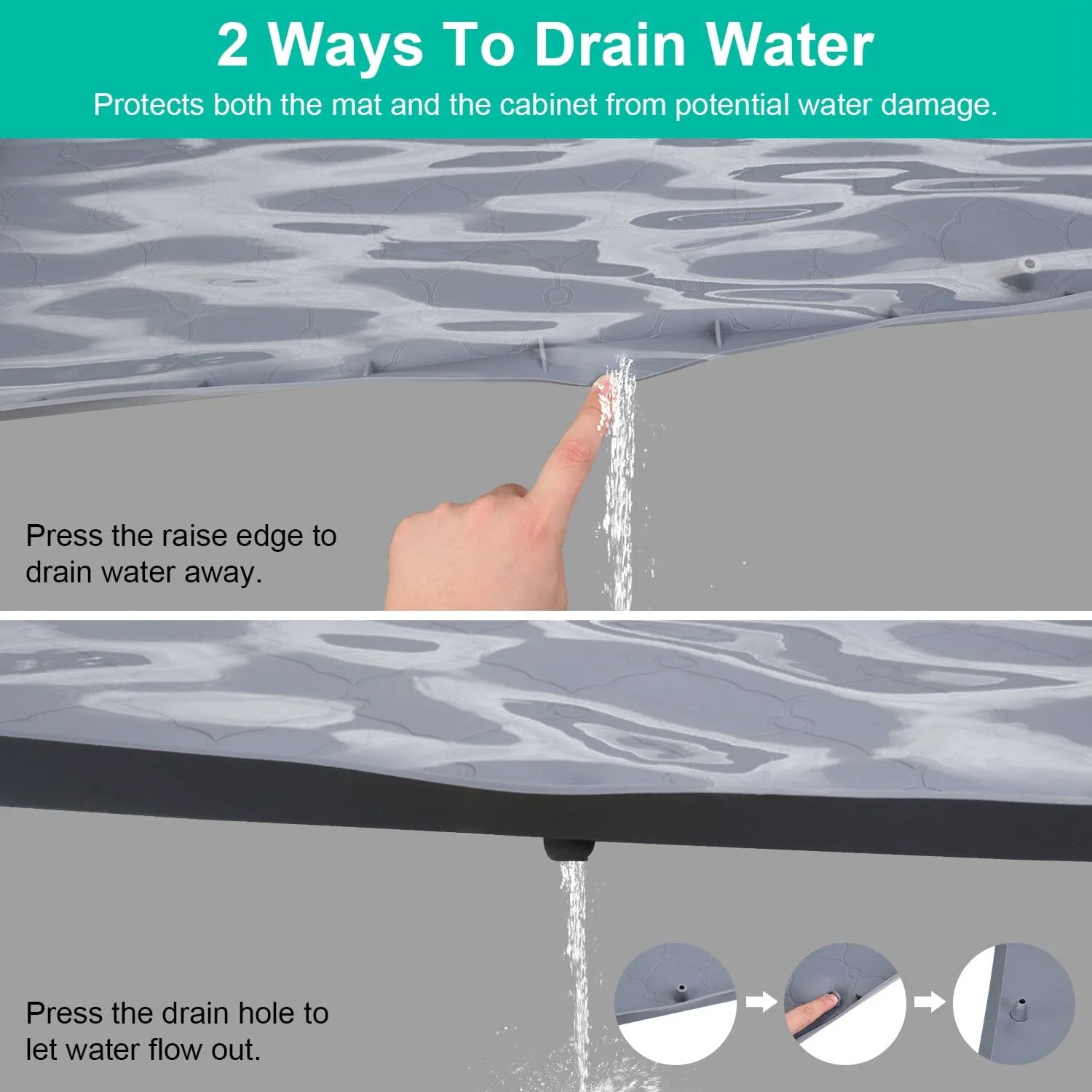 Silicone Under Sink Mat Liner with Drain Hole