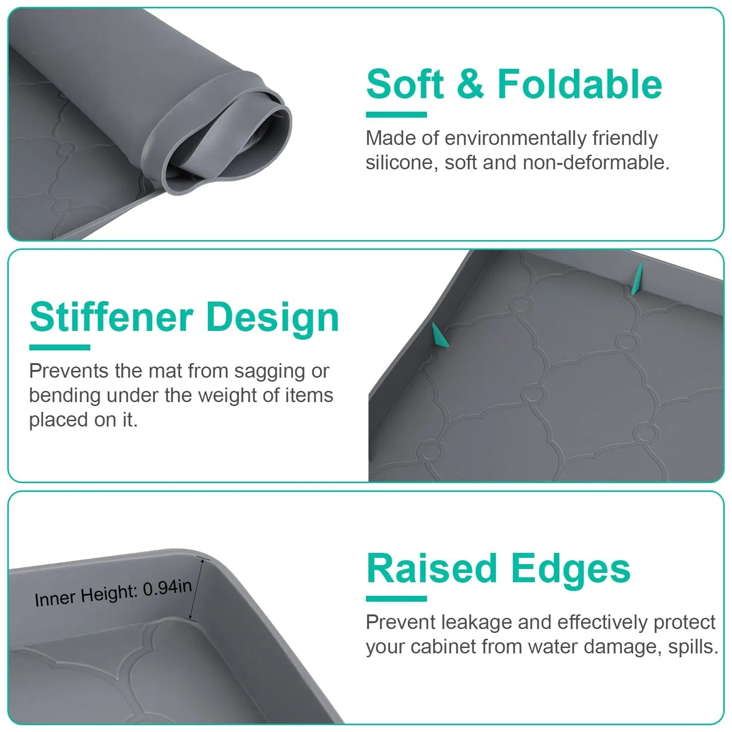 Silicone Under Sink Mat Liner with Drain Hole