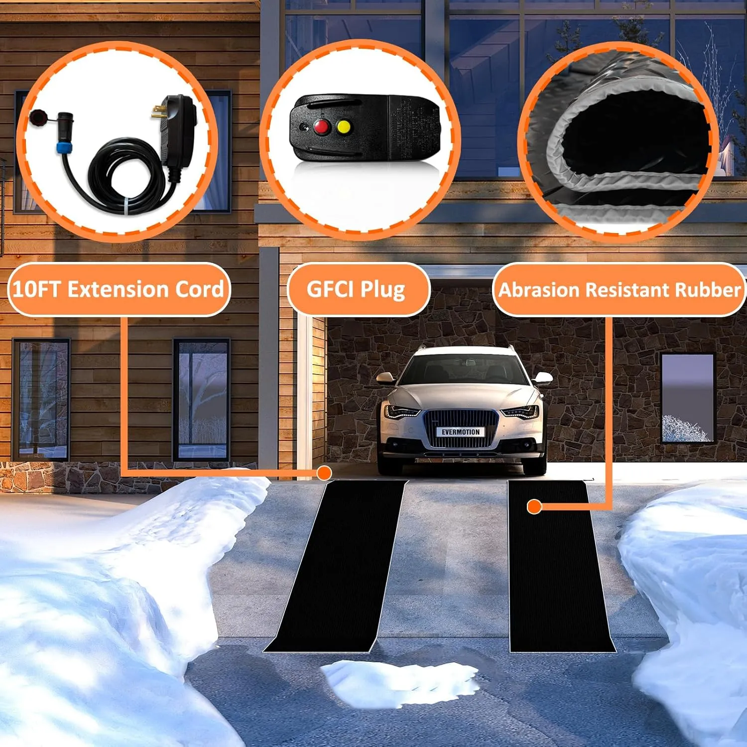 Snow Melting Mats, Heated Walkway Mats Outdoor,Non-Slip Heated Outdoor Mat 20x60in,Melting Snow 3'' Deep Per Hour,Heated Sidewalk Mats for Ice and Snow,Heated Outdoor Mats to Melt Snow With 10 Ft Cord