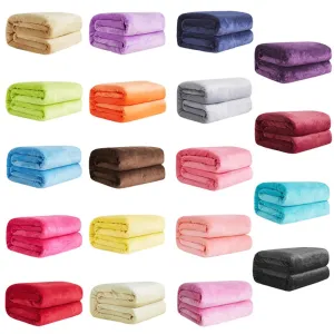 Soft Warm Coral Fleece Flannel Blankets For Beds Faux Fur Mink Throw Solid Color Sofa Cover Bedspread Winter Plaid Blankets
