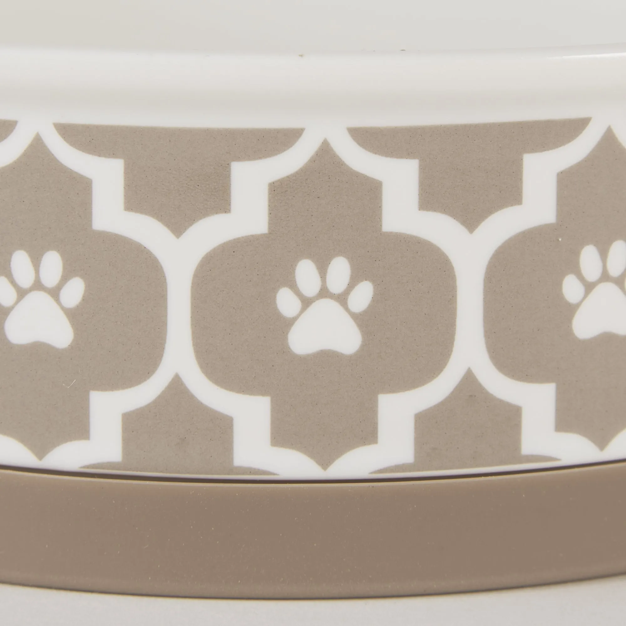 Stone Lattice Paw Print Pet Bowl Set of 2, Large 3.75 C. Capacity