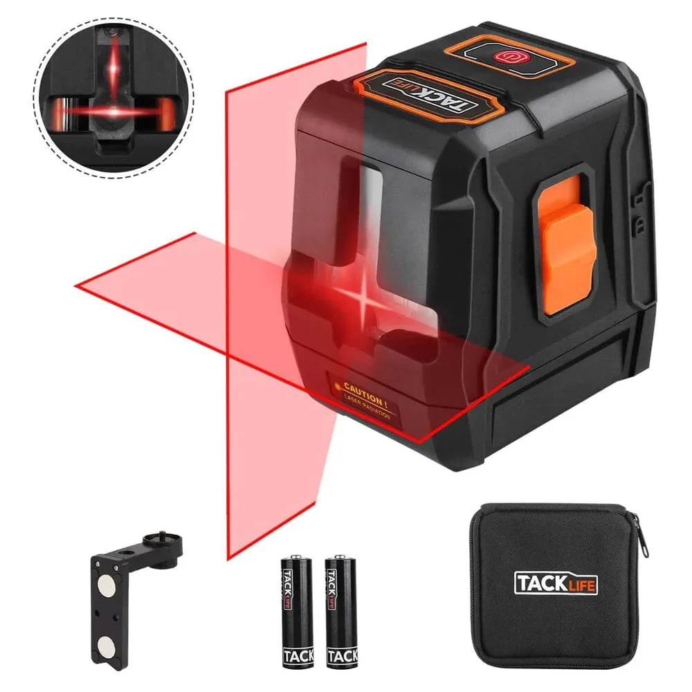 TACKLIFE 65ft Cross-Line Laser Level Horizontal and Vertical Laser Alignment