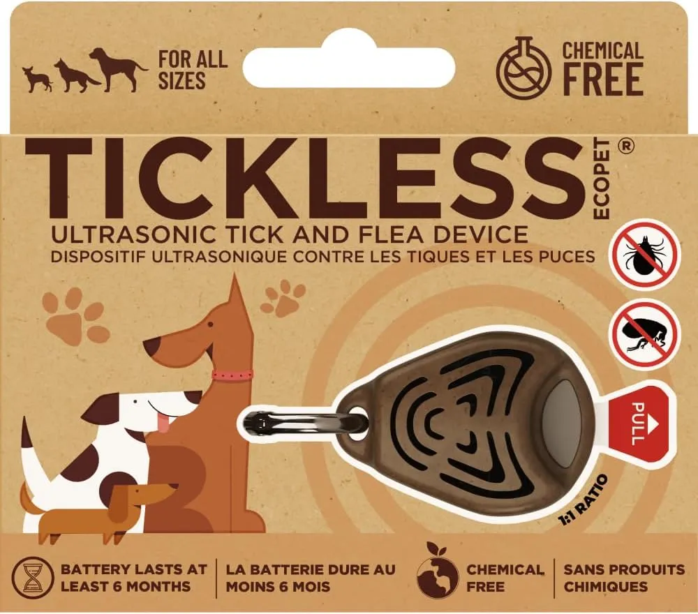 Tickless EcoPet Ultrasonic Tick and Flea Device | Free of Fragrances and Odors | Protection for Cats and Dogs | Lasts 6 Months | Safety in Nature and Cities | On Collar, Harness | for All Pet Sizes