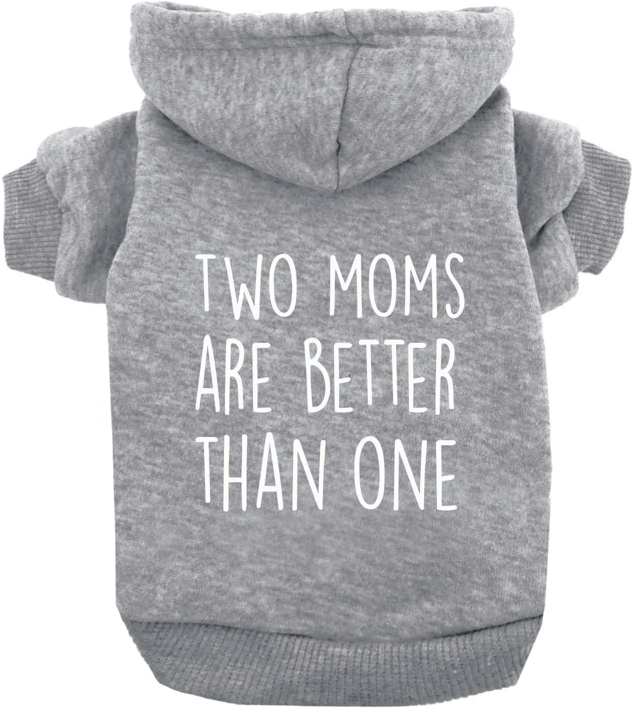 Two Moms are Better Than One Mother's Day Dog Hoodie | Fleece Lined |Leash Hole| Pride Day | LGBTQ  | Rainbow | Parade|Grey, Medium 322