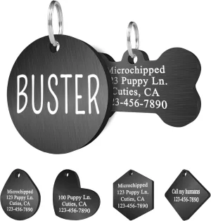 Ultra Joys Personalized Dog & Cat ID Tags for Pets - Front and Back Custom Dog Tags for Dog & Cat - Durable Stainless Steel Dog and Cat ID Tags - Round Tag in Black, Medium