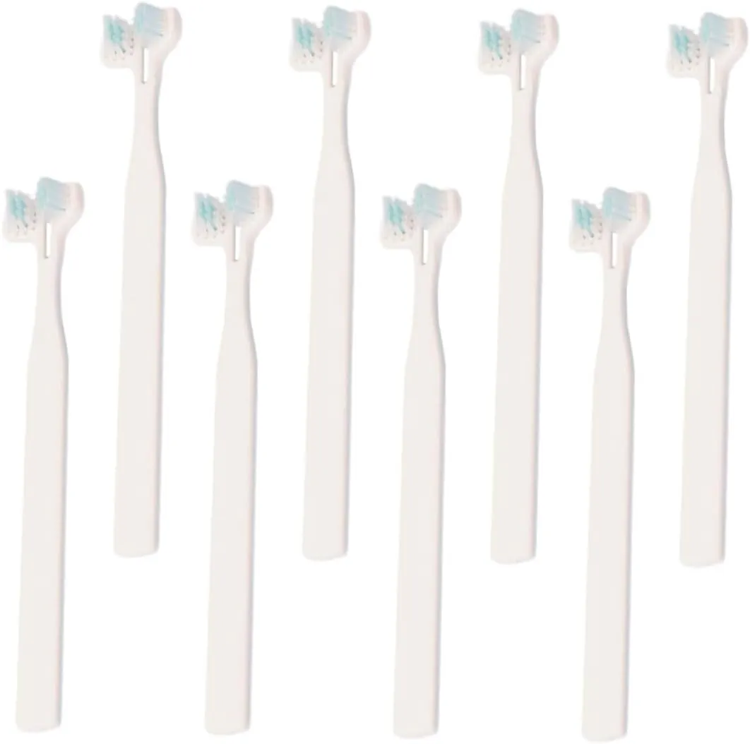 VOSAREA 8Pcs Comfortable Pet Toothbrush Dual Head Soft Bristle Dog Cat Toothbrushes for Oral Care Ergonomic Design for Easy Use Dog Supply for Healthy Teeth